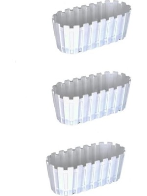 Adet Akasya Saksı, Bahçe Balkon Saksı, Çit Saksı 30 cm (Beyaz)