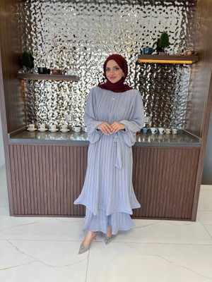 SASILVA Zarif Katmanlı Kemerli Detaylı Şık Elbise ELB16074