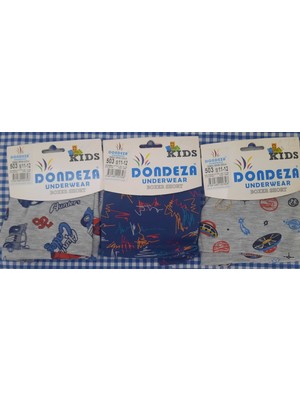 Dondeza Erkek Çocuk Desenli Boxer Paket Içeriği 3 Adet Yaş 11-12