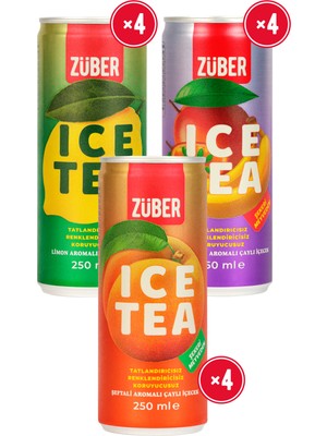 Züber Ice Tea Soğuk Çay Deneme Paketi 250ml x 12 Adet (Limon, Şeftali, Tropik)