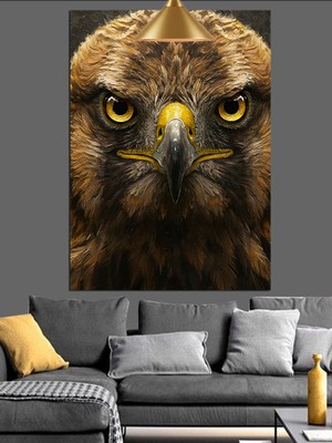 Karizma Tablo Yakın Planda Kahverengi Bir Kartal Yüzü Dekoratif Kanvas - Mdf Ahşap Tablo