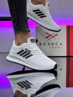 Homiro Unisex Micro Taban Fuspetli Spor Ayakkabı-Beyaz-Siyah