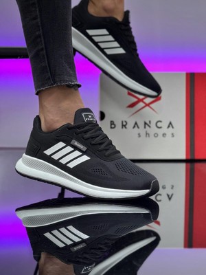 Homiro Unisex Micro Taban Fuspetli Spor Ayakkabı-Siyah-Beyaz