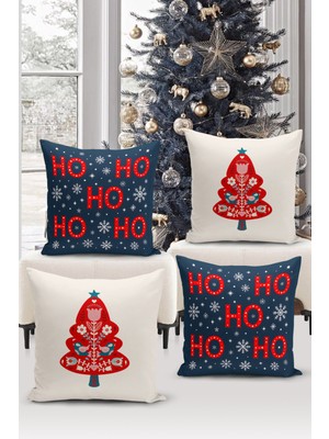 Bertille Home Yılbaşı Serisi Çift Tarafı Dijital Baskılı  4'lü Kırlent Kılıfı Seti (Christmas Noel Cushion Cover)