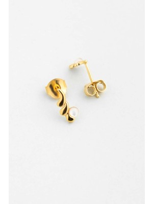 So CHIC Sedef Serüveni 18 Ayar Sarı Altın Kaplama Gümüş Küpe