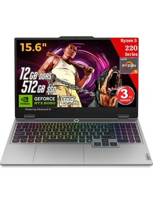 Lenovo Loq 15AHP10 Aı Amd Ryzen5 220 12GB Ddr5 512GB SSD RTX5050 8gddr7 15.6 IPS 144Hz Fhd Freedos 83JG006BTR Dizüstü Bilgisayar (Yapay Zeka Destekli)