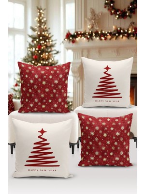 Bertille Home Yılbaşı Serisi Çift Tarafı Dijital Baskılı  4'lü Kırlent Kılıfı Seti (Christmas Noel Cushion Cover)