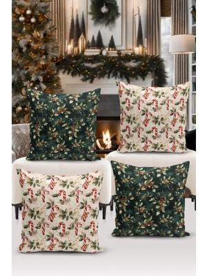 Bertille Home Yılbaşı Serisi Çift Tarafı Dijital Baskılı  4'lü Kırlent Kılıfı Seti (Christmas Noel Cushion Cover)