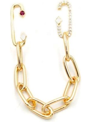 Litaetrend Tek Kulak Zincir Küpe - Altın