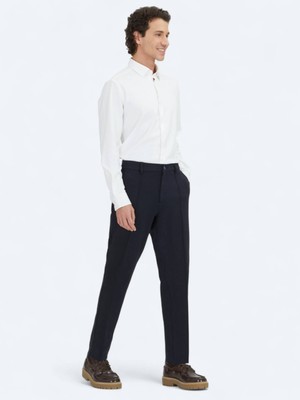 Kip Lacivert Dokuma Jogging Fit Casual Pamuk Karışımlı Pantolon