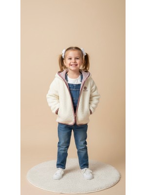 Krem peluş kuzu mont 