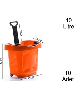 Marketix Tekerlekli Plastik Market Alışveriş El Sepeti 40 Litre Turuncu 10 Adet
