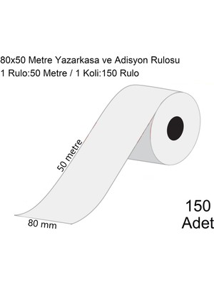 Marketix 80x50 Metre Termal Yazarkasa ve Adisyon Rulosu 150 Adet