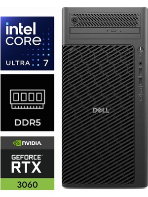 Dell Pro Max Tower T2 Ultra 7 265 FCT2250-K231 64GB 1tb+1tb Rtx 3060 Ventus 2x 12GB W11PRO Masaüstü Iş Istasyonu