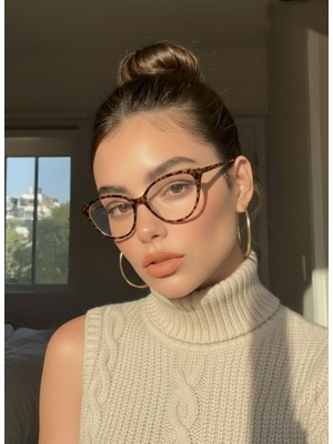 Funeyes Victoria Leopar Cat Eye Gözlük Mavi Işık Korumalı Ergonomik Tasarım ve Geniş Görüş Açısı