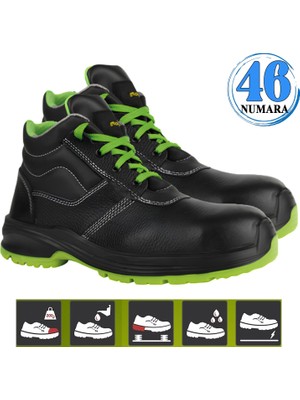 Badem10 Iş Ayakkabısı Çelik Demir Burunlu 46 Numara Kauçuk Ara Tabanlı Iş Güvenlik Inşaatçı Rahat Bağcıklı