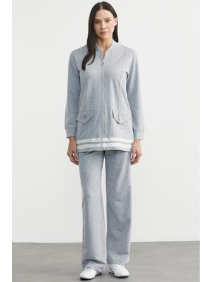 Sementa Tam Fermuarlı Tunik Eşofman Takım - Gri