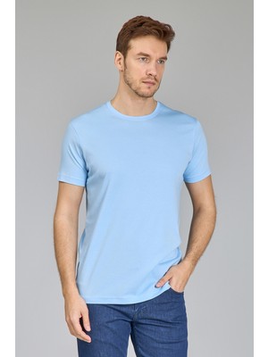 Bisse Supima Gömlek Yaka Cool Touch Erkek T-Shirt Açık Mavi TS24Y24106_D33