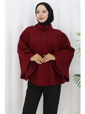 Kemerli Kaşe Panço Bordo HM2842