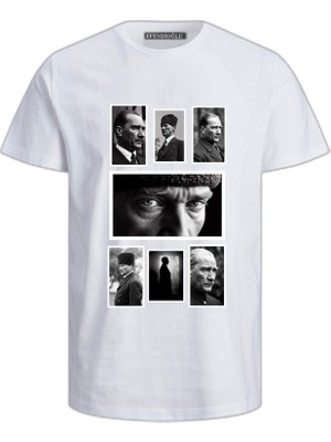 Efendioğlu Design 10 Kasım 7 Foto Atatürk Baskılı Siyah Pamuklu Çocuk Tişört