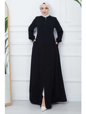 Parçalı Battal Beden Mevlana Ferace Siyah HM02362