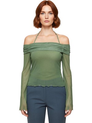 Ersefa Kadınlar Için Zarif Bağlama Detaylı Ispanyol Kol Bluz Günlük Şıklık ve Konfor Kaliteli Şık