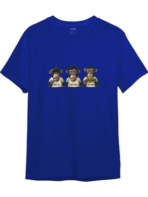 The Lucid Lab Diplomatic Monkeys Tişört - Mavi