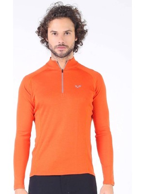 Woolona Astro Uzun Kollu Yarım Fermuar Yün Erkek Sweatshirt - Org