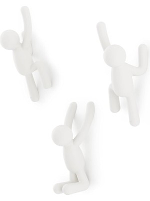 Buddy Hooks, Montlar, Atkılar, Çantalar, Sırt Çantaları, Havlular ve Daha Fazlası Için Dekoratif Duvar Kancaları, 3'lü Set, Beyaz