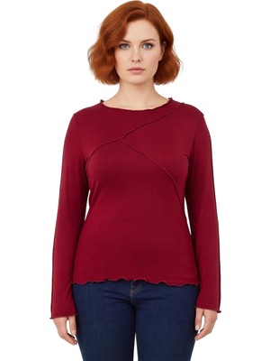 Ersefa Kadın Bisiklet Yaka Nervürlü Ispanyol Kol Viskon Bluz Büyük Beden Konforu Kaliteli Şık Rahat