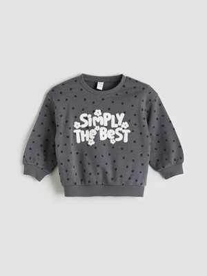 LC Waikiki Bisiklet Yaka Puantiyeli Kız Çocuk Sweatshirt  (W5)