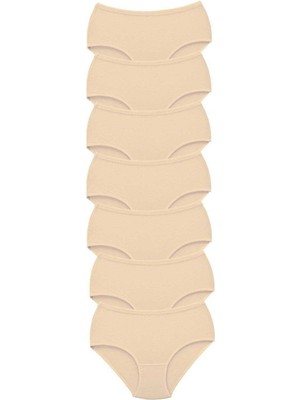 MELENERS 7 Adet Tutku Kadın Yüksek Bel Bato Kalın Lastik Külot Ten