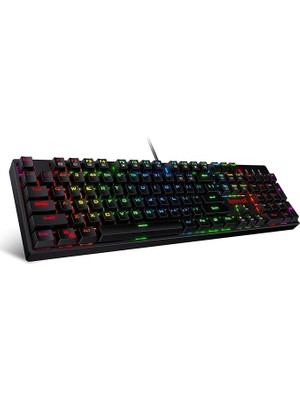 K582-US Surara Rgb LED Arkadan Aydınlatmalı Qwerty Mekanik Oyun Klavyesi, 104 Tuşlu, Abd Düzeni (Kırmızı Şalter – Abd Düzeni)