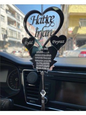 Olur O Zaman Kişiye Özel Dikiz Aynası Süsü Ayet-El Kürsi Yazılı ve Kalp Figürlü