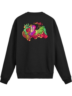 Colermi Sırt Baskılı Soyut Figür Tasarımlı Sweatshirt