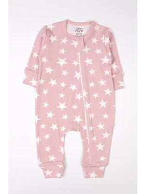 Fermuarlı Bebek Çocuk Tulumu Yıldız Desenli Uyku Tulumu