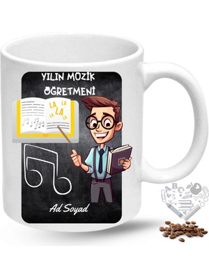 Caisya Müzik Öğretmeni Erkek Öğretmenler Günü Hediyesi Isimli Baskılı Porselen Kupa Bardak