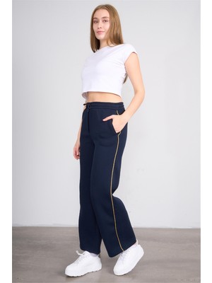 Çetinkaya Chester Polo 7708 Kadın 3 Iplik Geniş Paça Eşofman Alt Lacivert