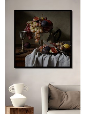 Teona Ahşap Dekoratif Ahşap Dikdörtgen Tablo Meyve Düzeni Natürmort Çerçeve Görünümlü