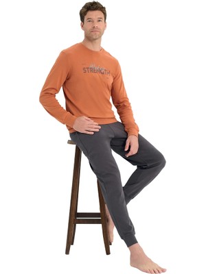 Over Sleep by Poleren Over Sleep 2220 Erkek Kışlık Interlok Pijama Takım