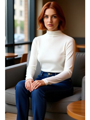 FRM Kadın Vücuda Oturan Esnek Örme Yüksek Yaka Bluz Kaliteli Şık Rahat Modern Zarif Günlük