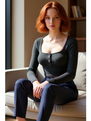 FRM Kadın Moda Şık Crop Kare Yaka Slim Kalıp Örme Düğme Detaylı Fitted Vücuda Oturan Fitilli Esnek Bluz