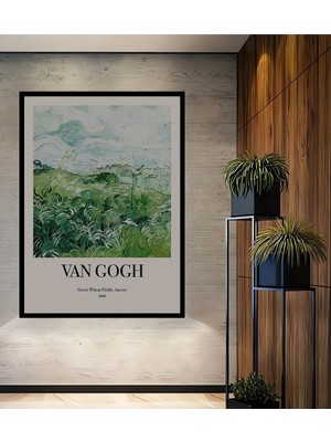 Teona Ahşap Dekoratif Ahşap Dikdörtgen Tablo Yeşil Buğday Tarlaları Çerçeve Görünümlü