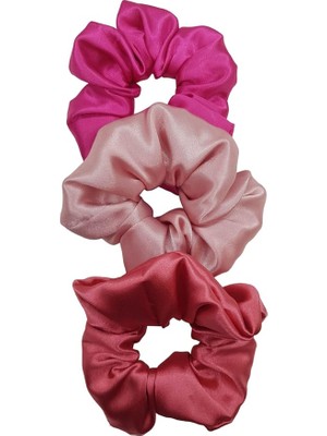 Vakti Saten Saç Tokası Scrunchie Toka 3 Adet (Karışık5)