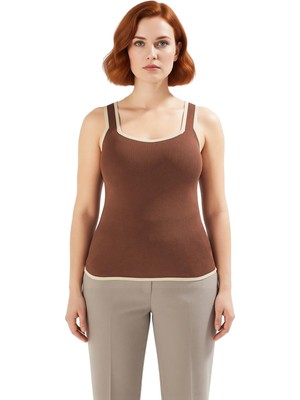 Ersefa Kadın Ince Triko Bluz Kare Yaka Bodycon Kesim Kalın Askılı Ramadan Koleksiyonu Kaliteli