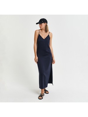 Gant Kadın Lacivert Regular Fit V Yaka Elbise