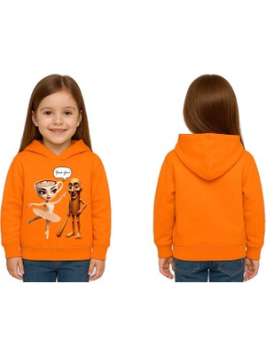 Sedirli Unisex Brainrot Baskılı Çocuk Swaetshirt Kapüşonlu 3 Iplik Şardonlu