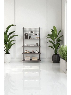 Mobitopya Çevir Kur Antrasit, 4 Raflı Kahve Köşesi Dolabı, Mutfak Standı, Mutfak Düzenleyici 71*170*35 cm