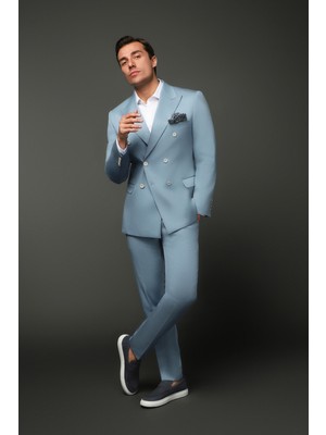 Kiğılı 7 Drop Slim Fit Dar Kesim Pamuklu Lyocell Kruvaze Takım Elbise