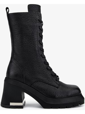 Valmenti Kadın Hakiki Deri Siyah Floter Topuklu Bot 566 6292 Bn Bot SK25-26 Sıyah Fltr